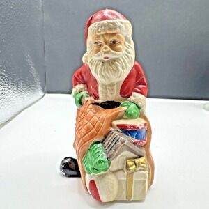 Vintage‎ Ceramic Santa Claus Christmas Ornament 3.5" Detailed Made in Taiwan